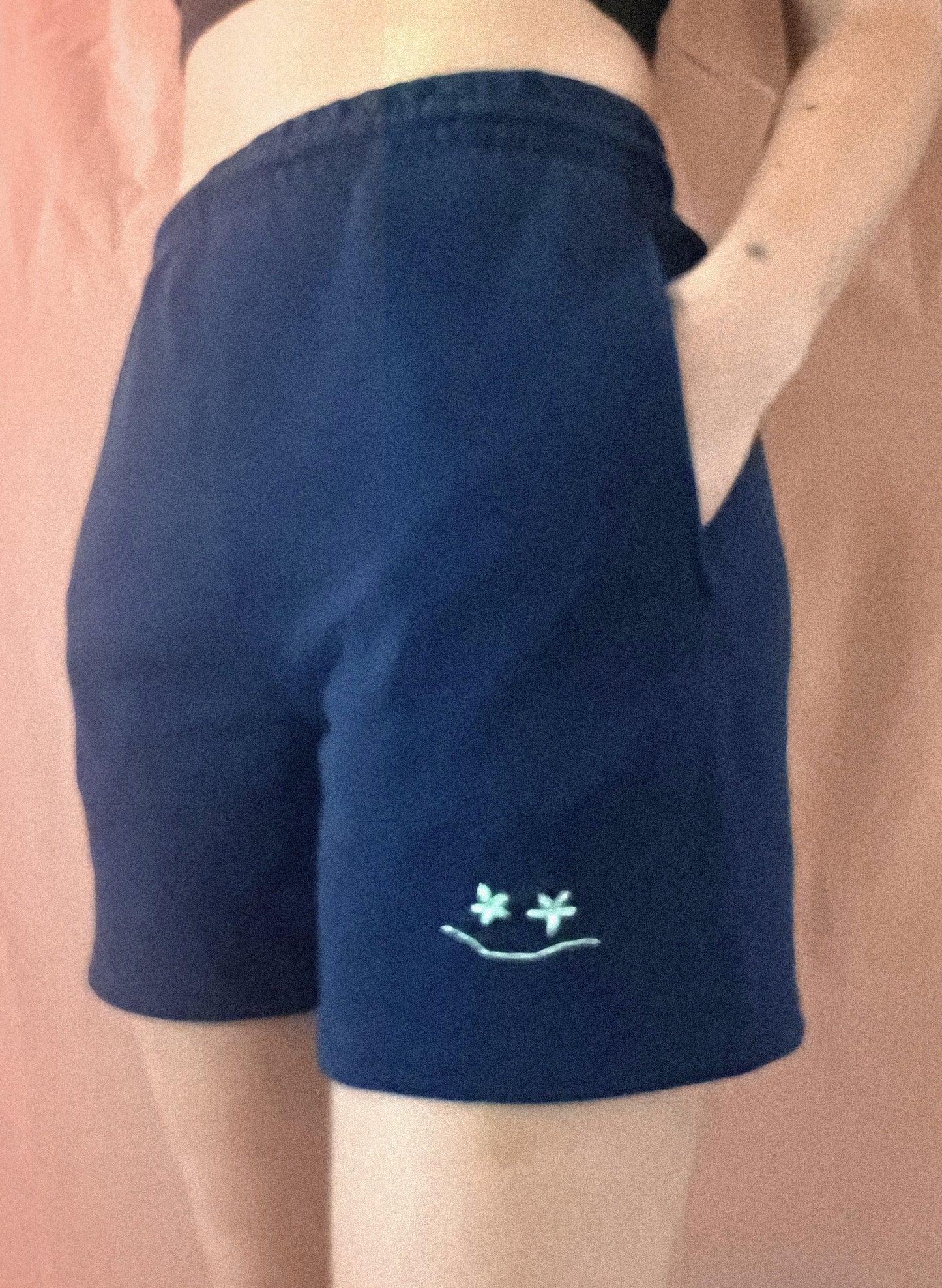 Reconstructed Smiley Sweatshorts - Navy Blue
