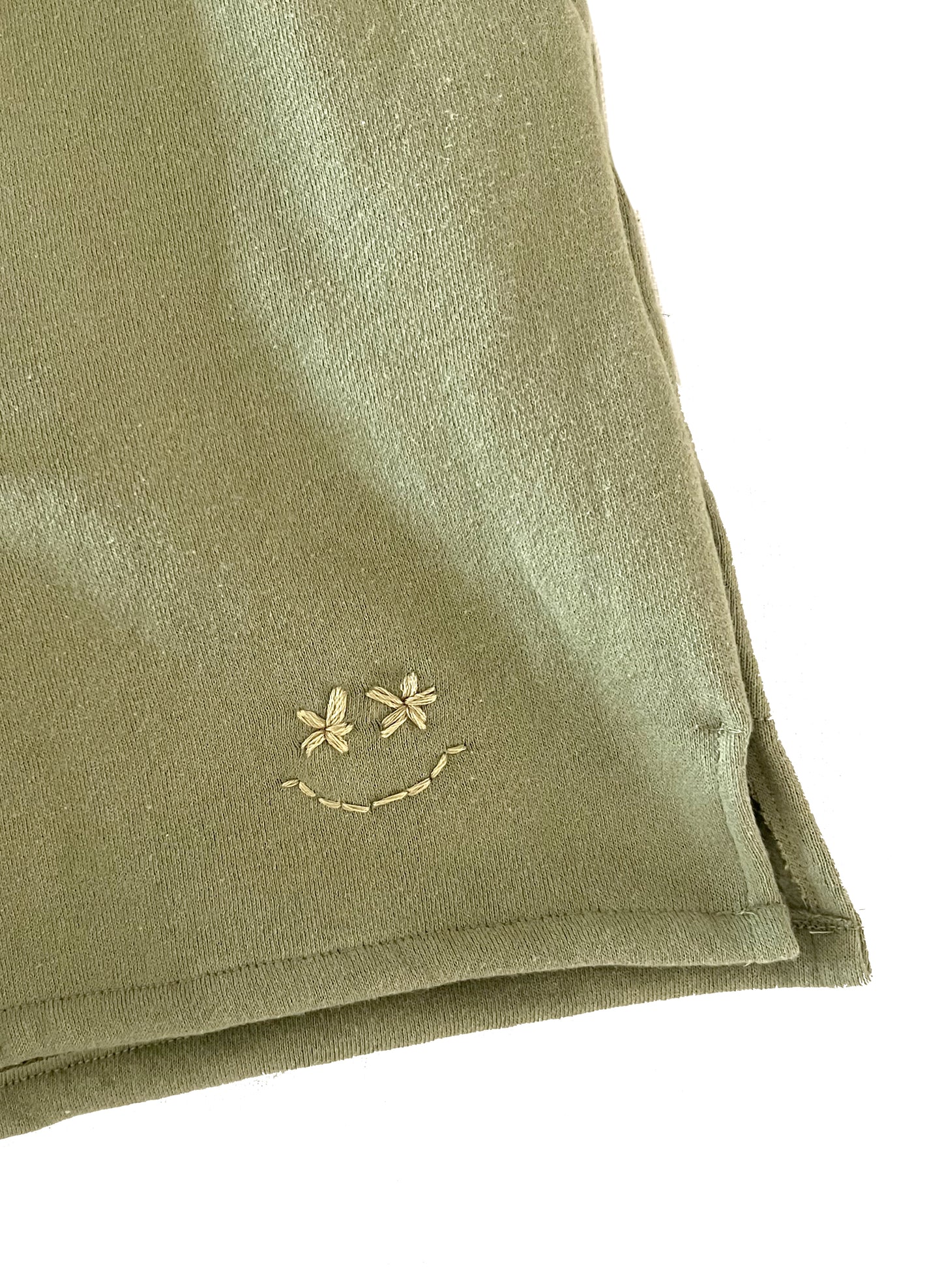 Reconstructed Smiley Sweatshorts - Lime Green