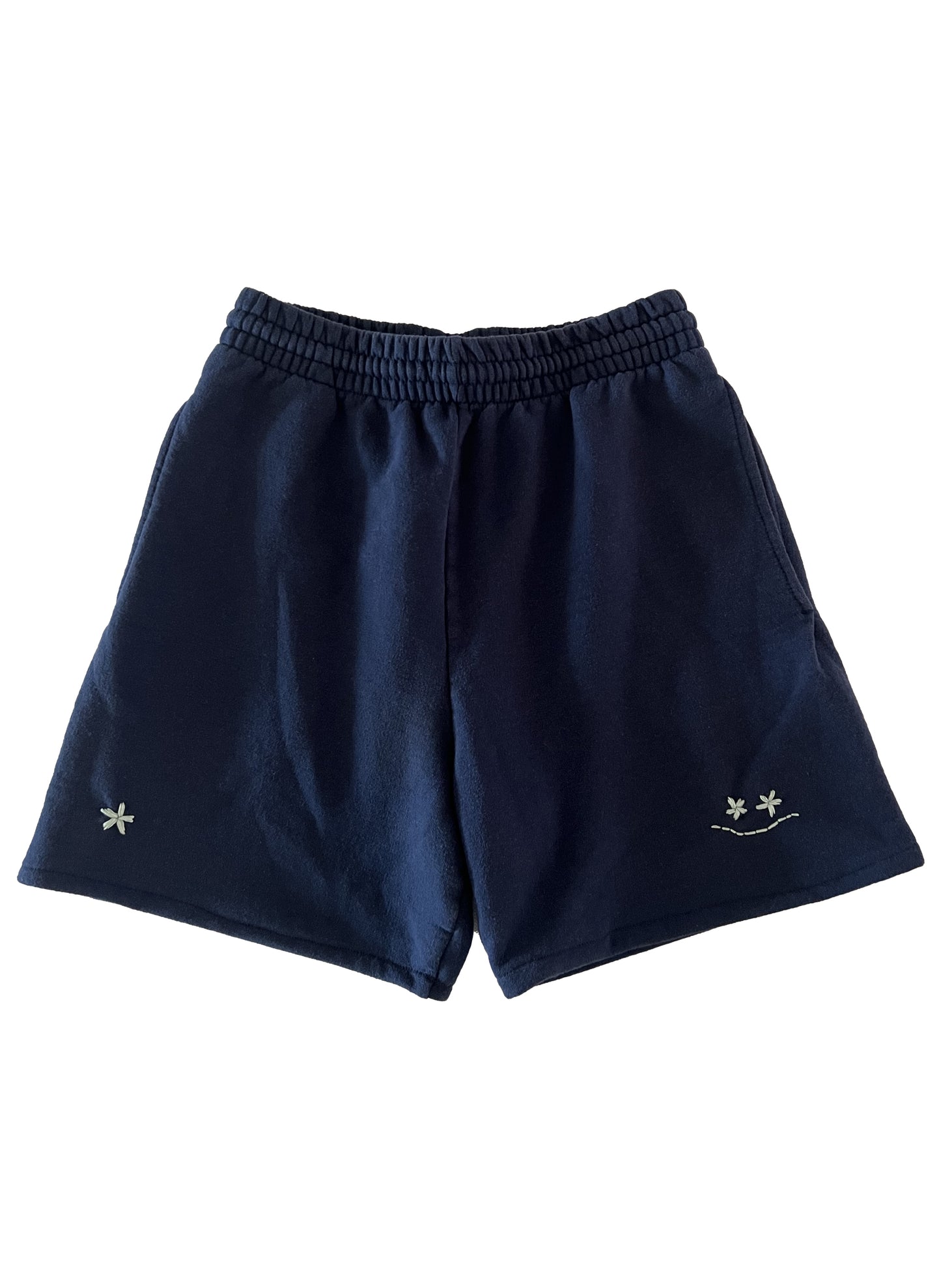 Reconstructed Smiley Sweatshorts - Navy Blue