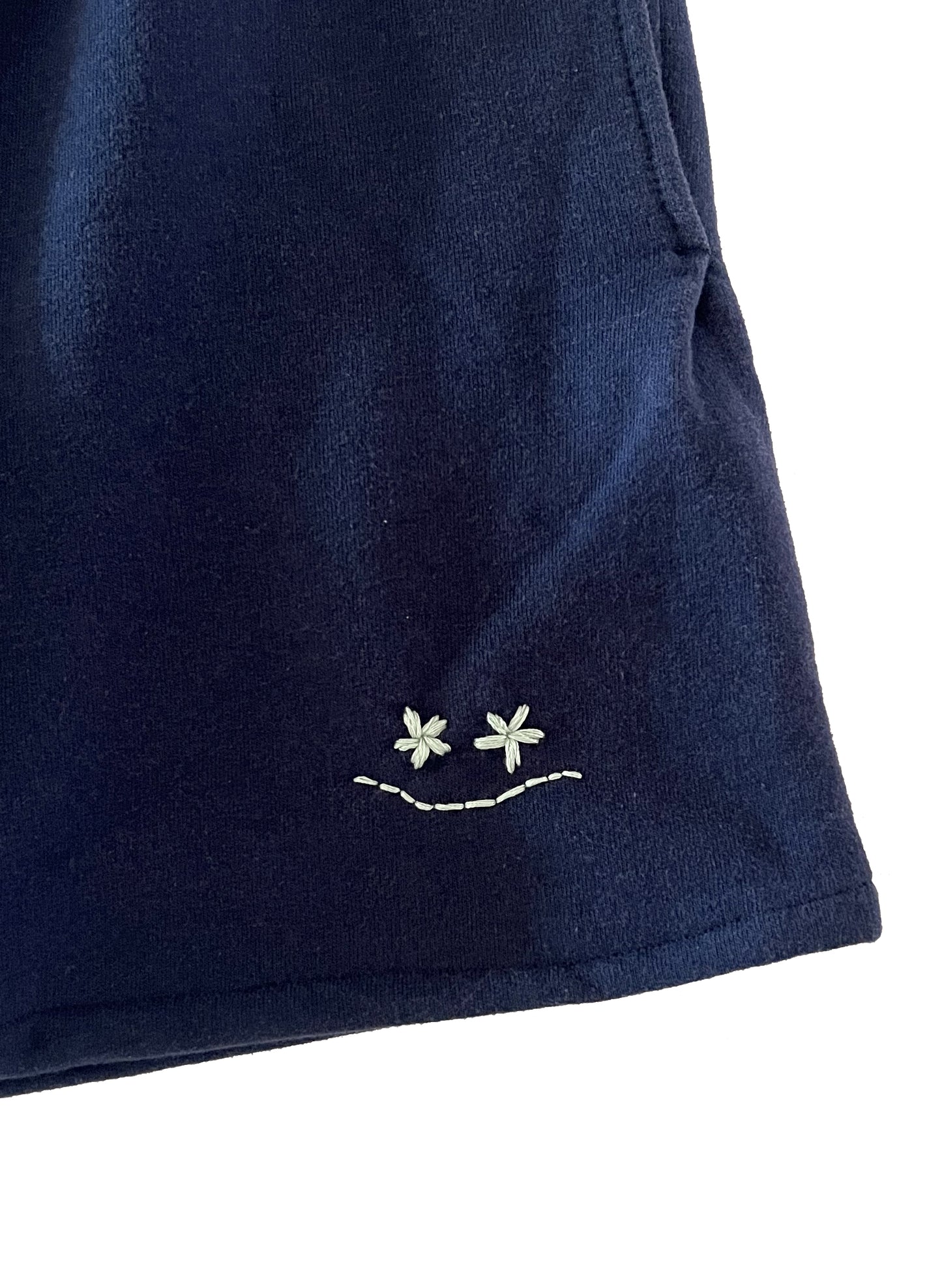 Reconstructed Smiley Sweatshorts - Navy Blue