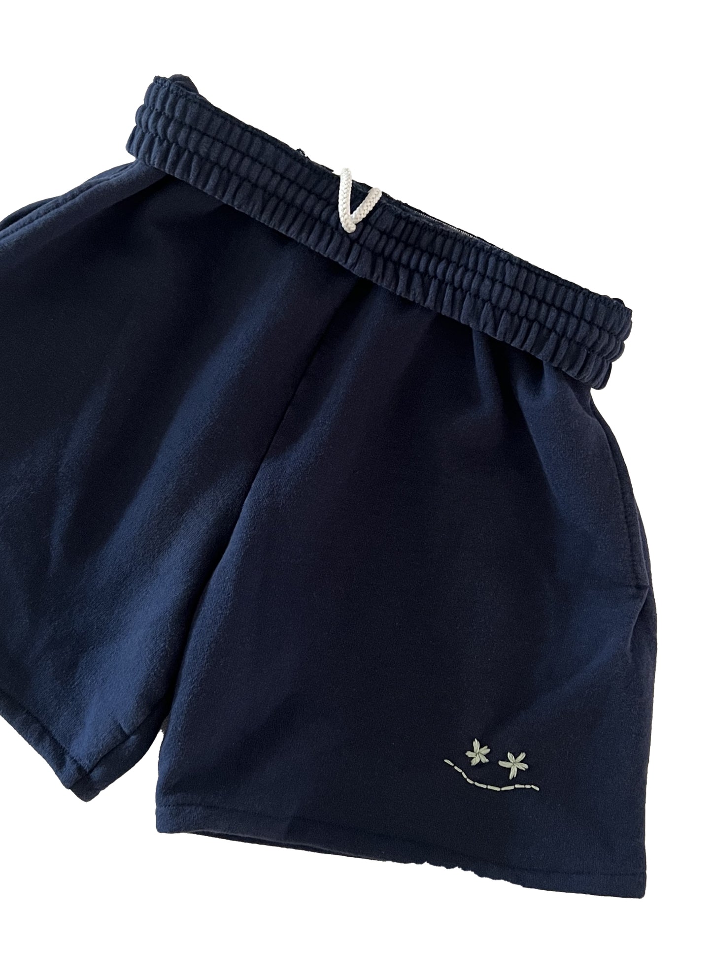 Reconstructed Smiley Sweatshorts - Navy Blue