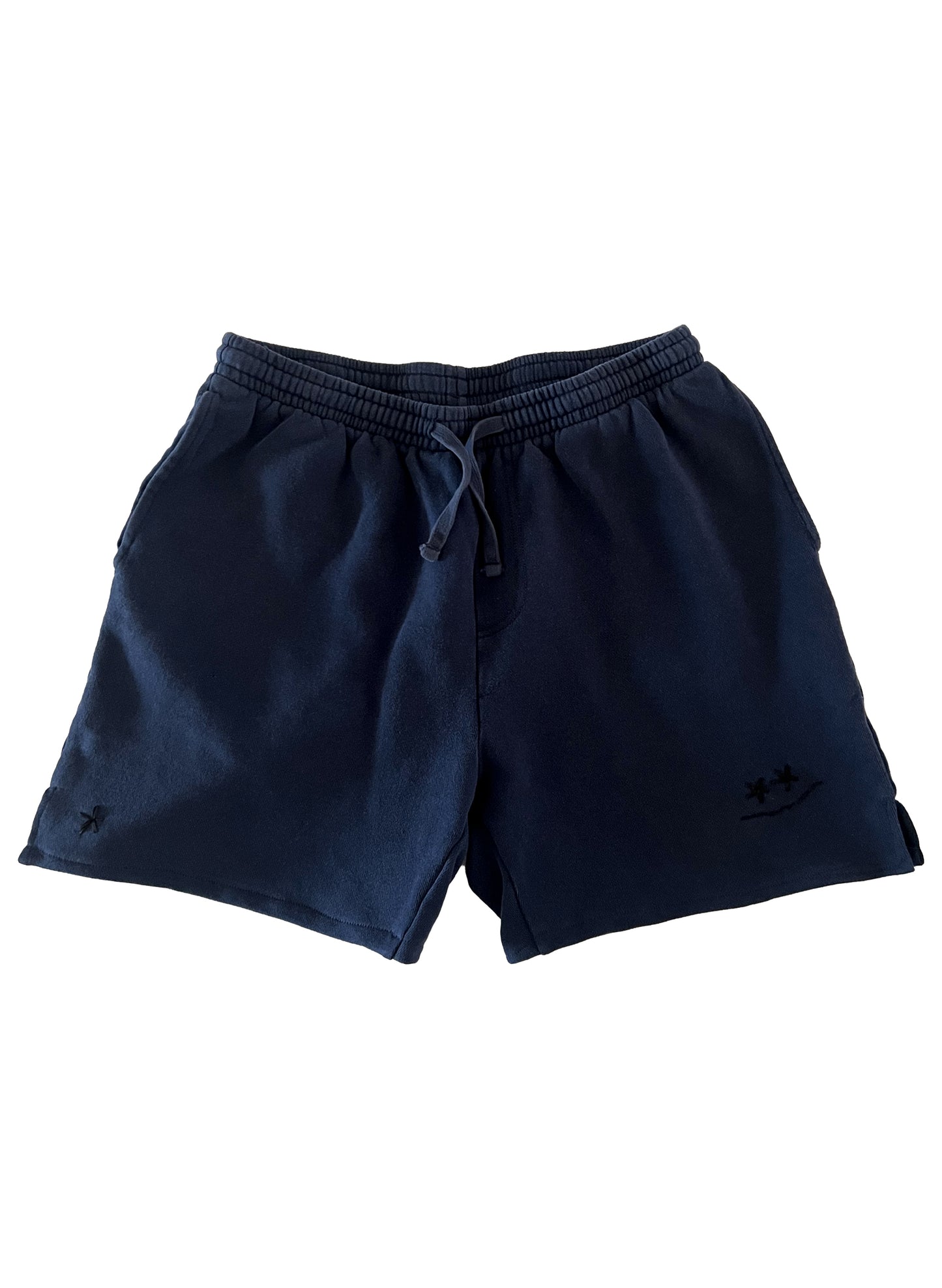 Reconstructed Smiley Sweatshorts - Navy Blue