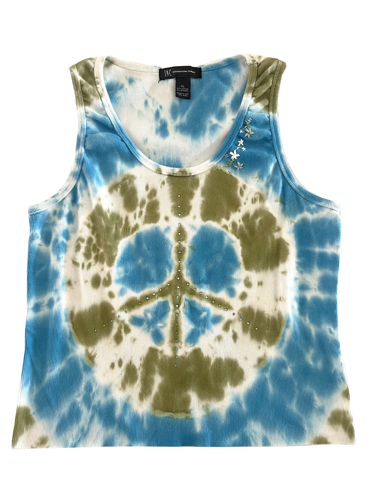 Peace Rhinestone Tie-dye Cropped Tank