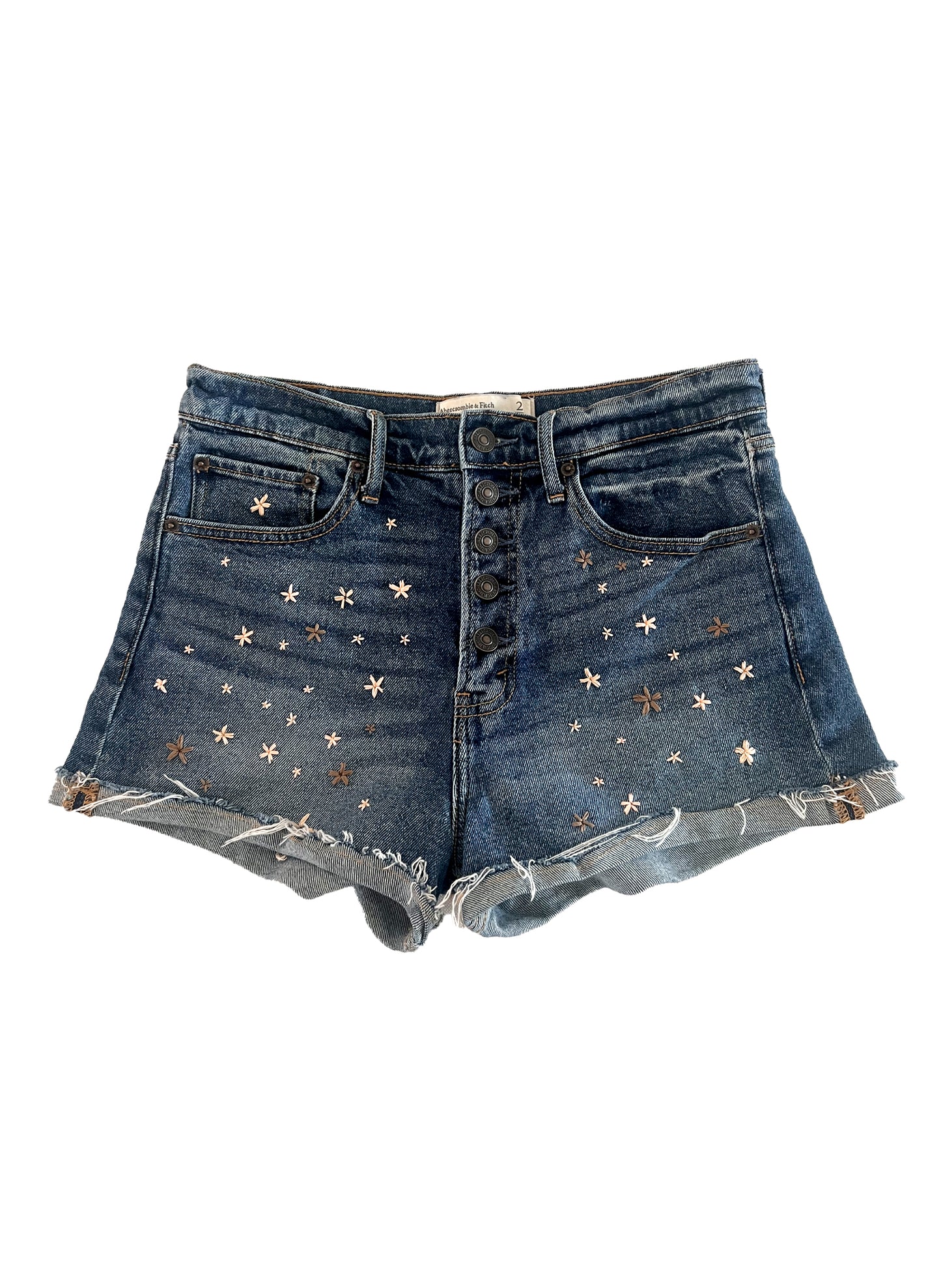 A & F High-Rise Button Denim Shorts