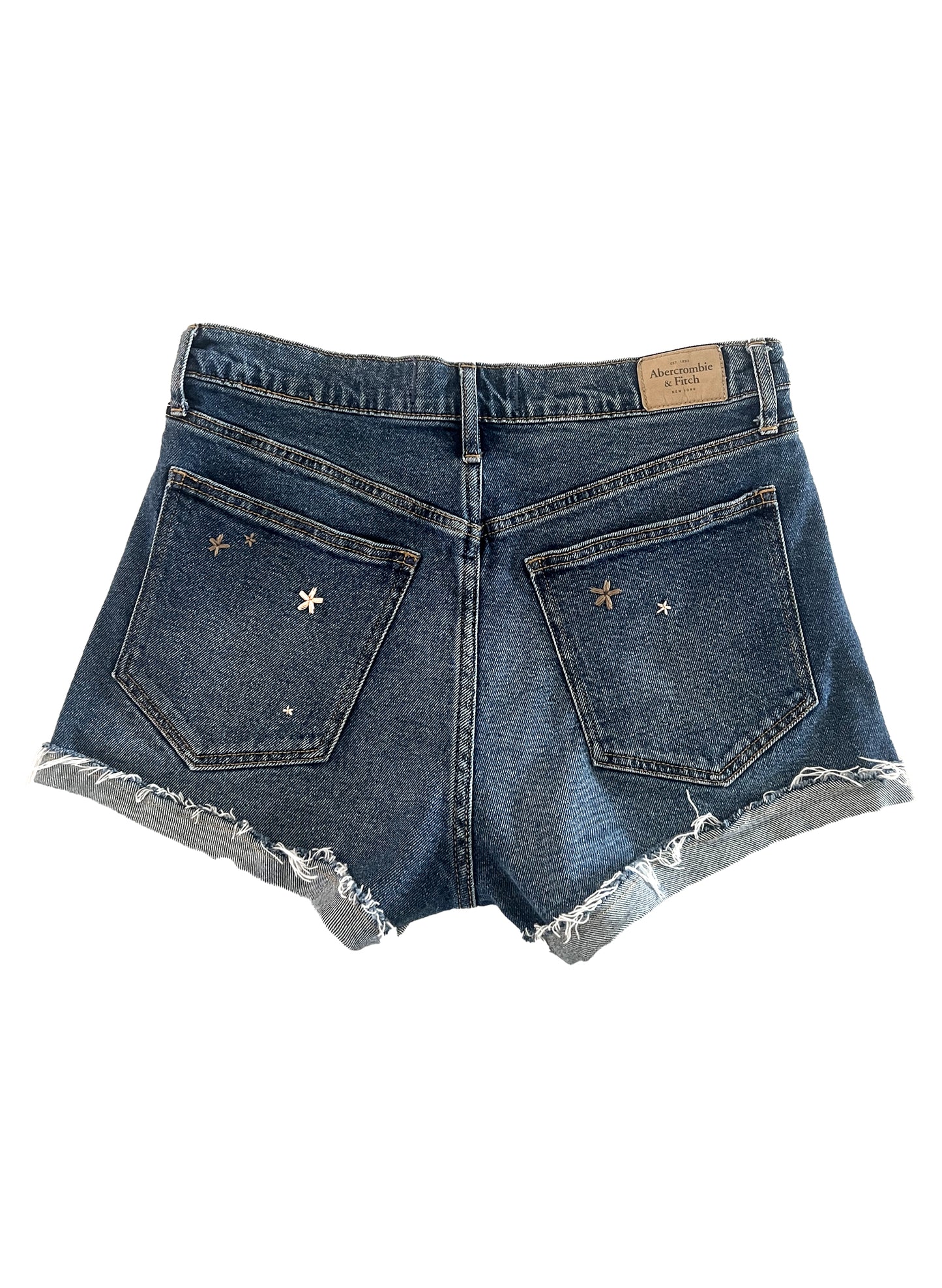 A & F High-Rise Button Denim Shorts