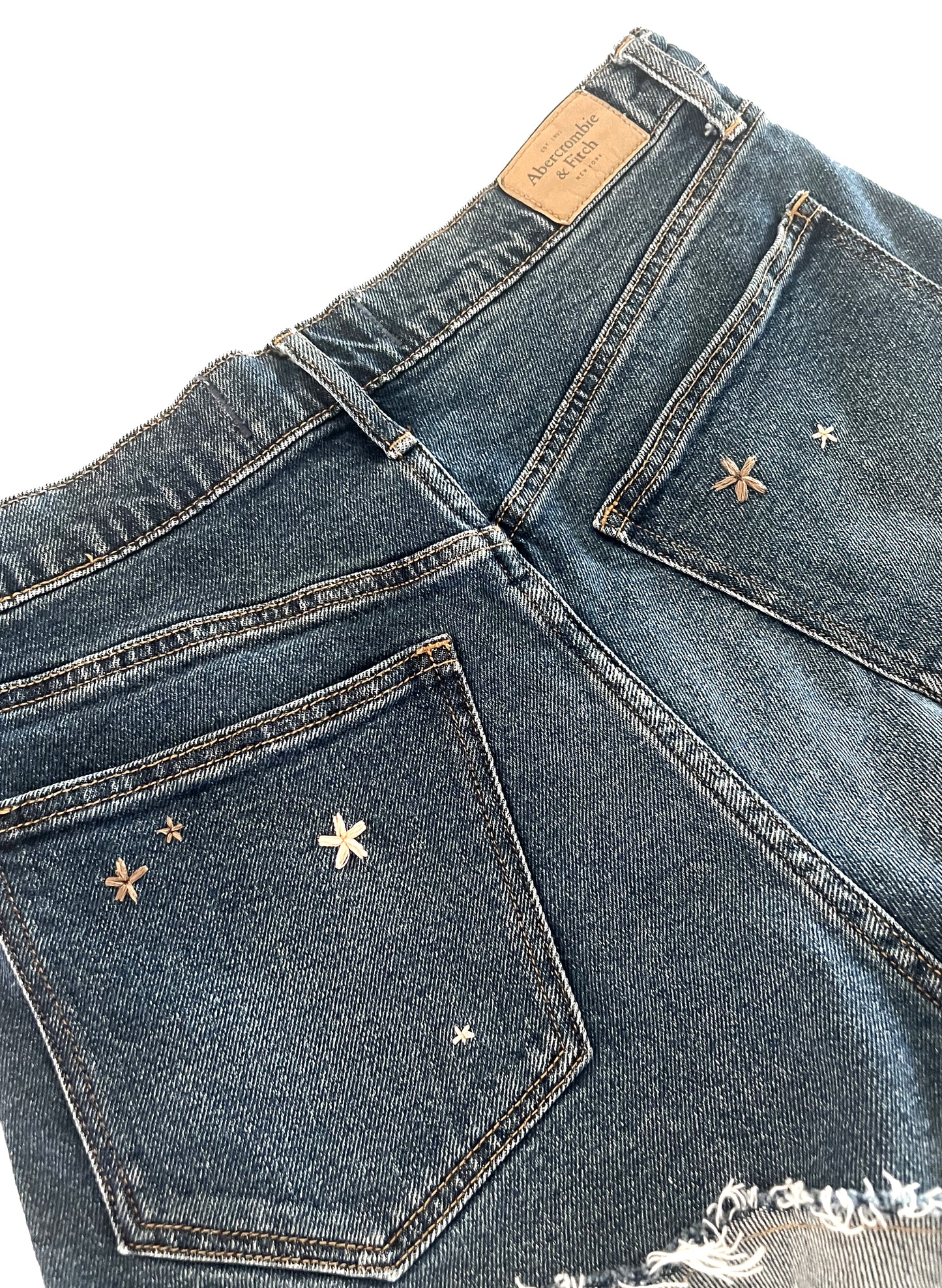 A & F High-Rise Button Denim Shorts