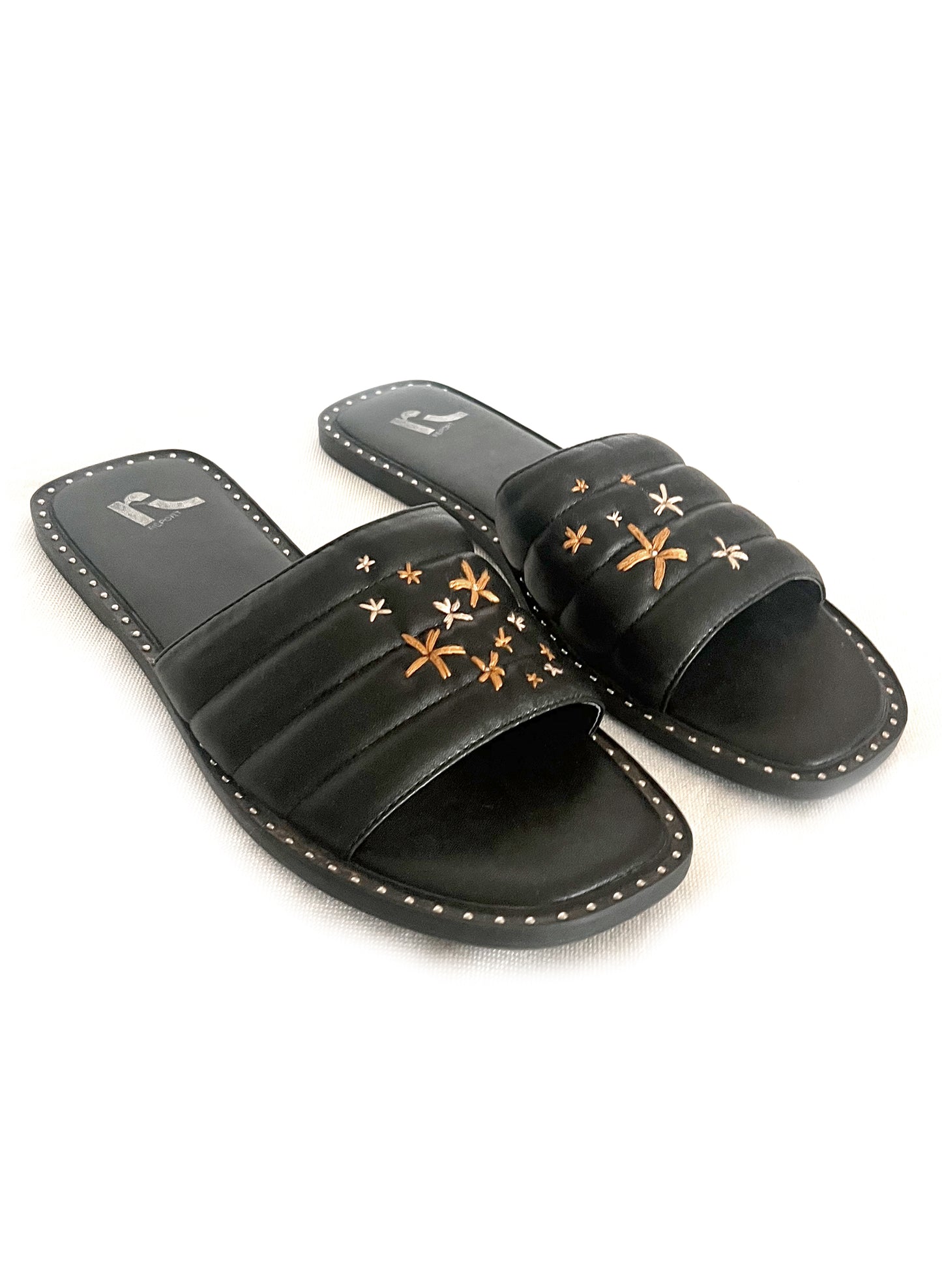 Faux Leather Slides