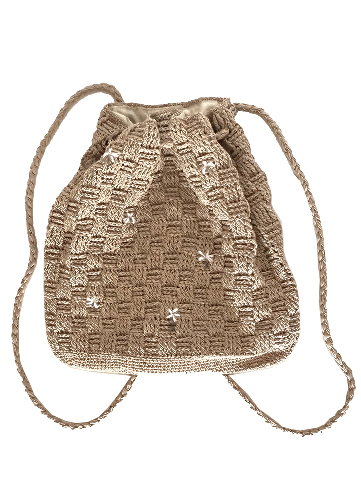 Crochet Drawstring Backpack