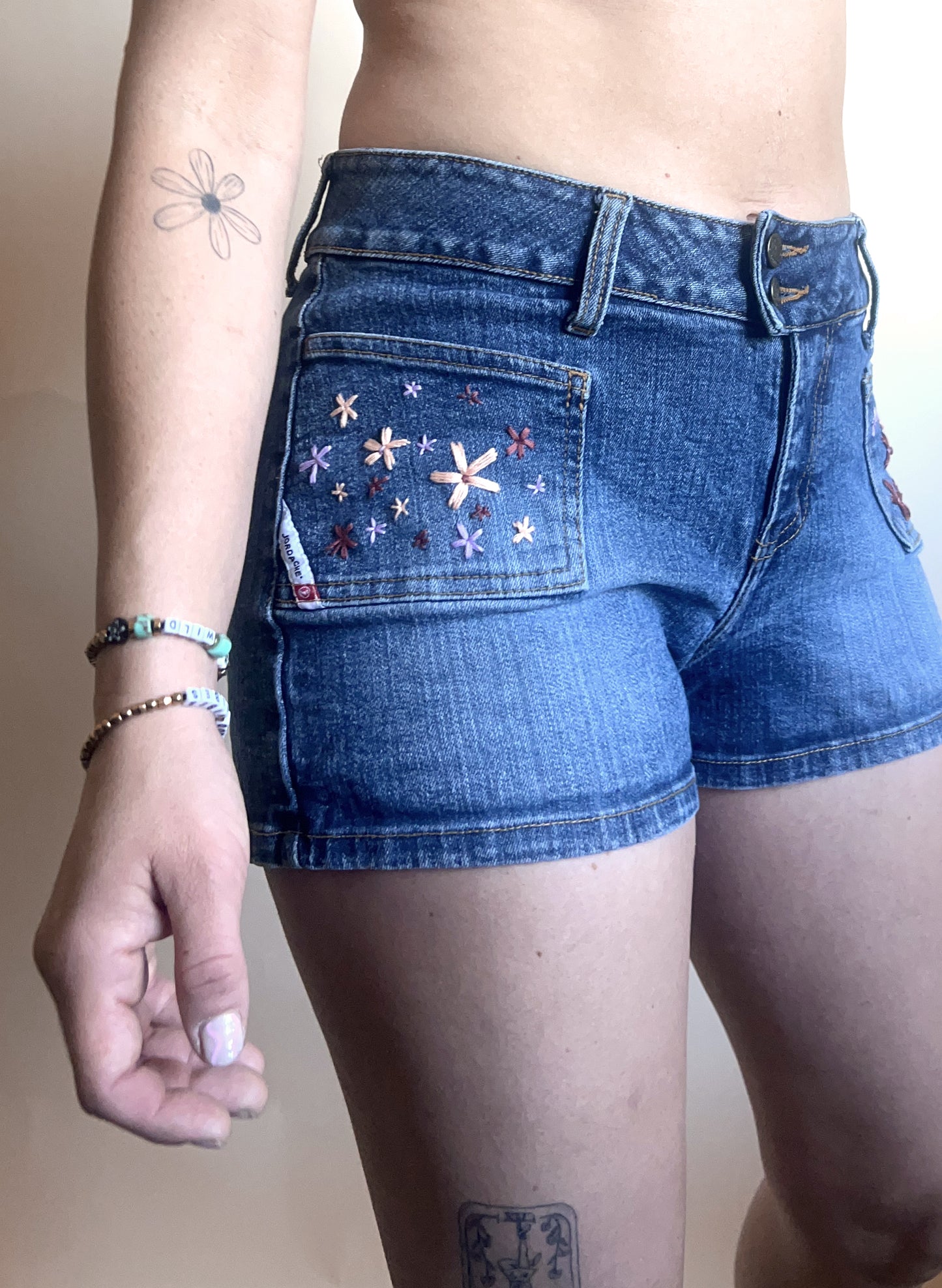Mid Rise Denim Shorts