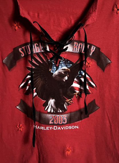 Harley Davidson Lace-up Tee - Sturgis South Dakota