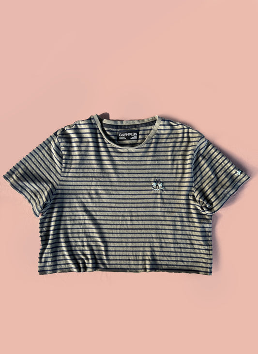 Smiley Crop T-Shirt - Calvin Klein (Olive/Black Stripe)
