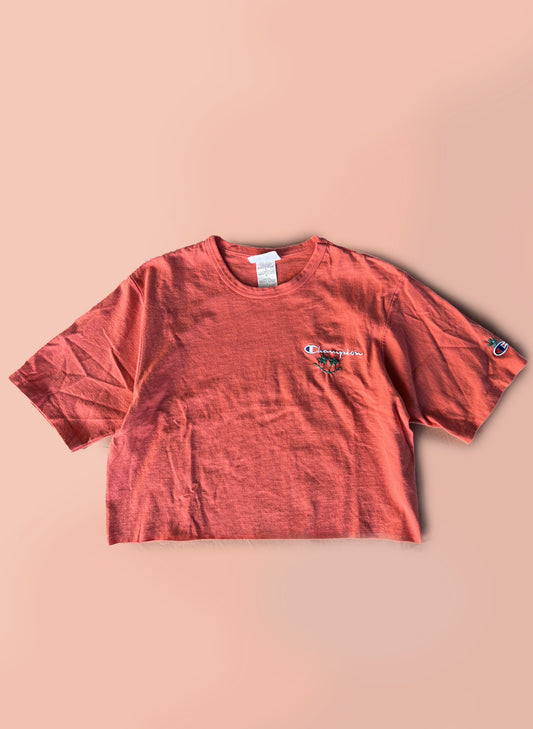 Smiley Cropped T-Shirt - Champion (Coral)