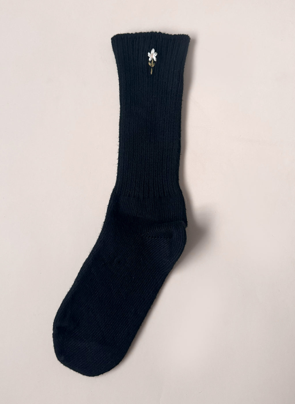 Wildflower Sprig Organic Socks - Black