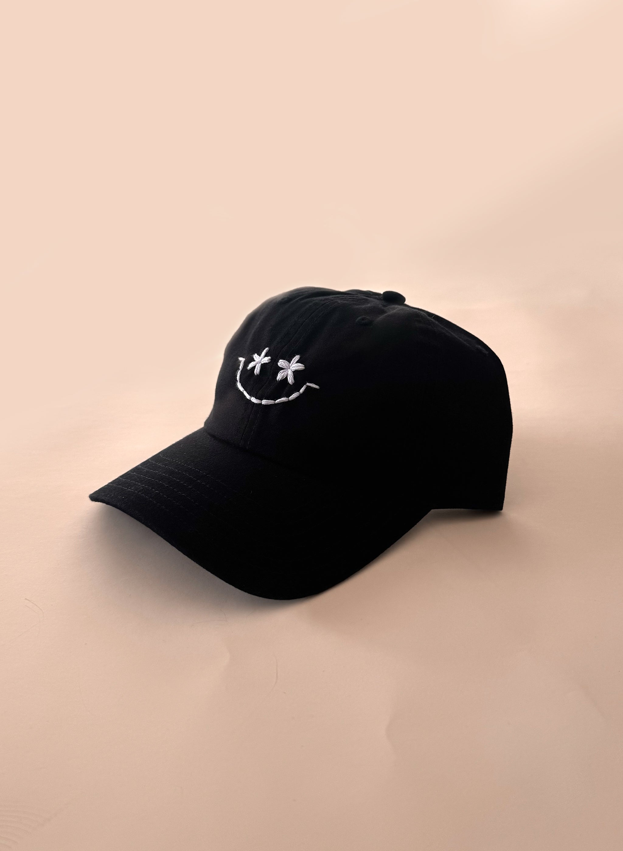 Wildflower Smiley Organic Dad Hat - Black