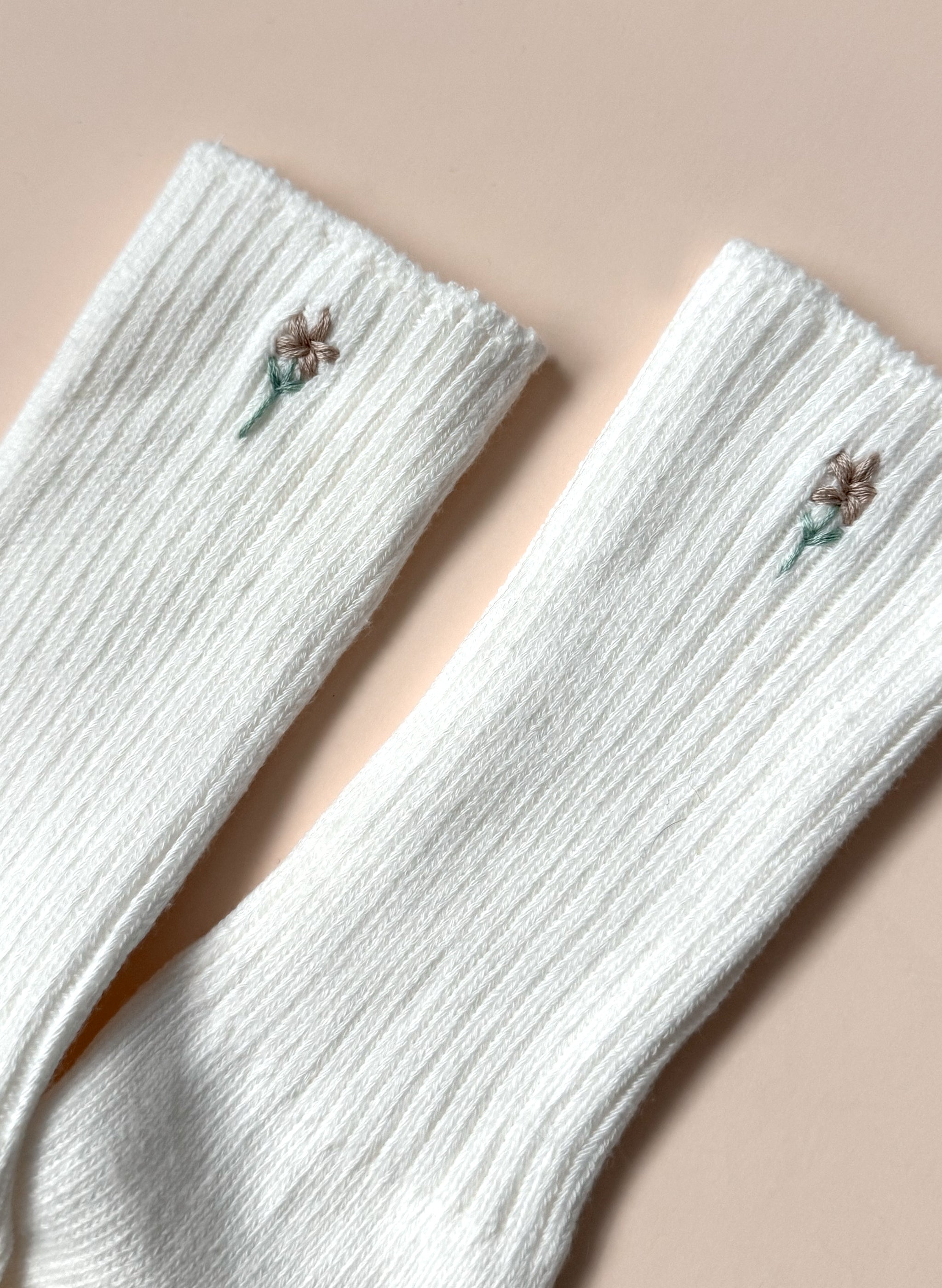 Wildflower Sprig Organic Socks - White