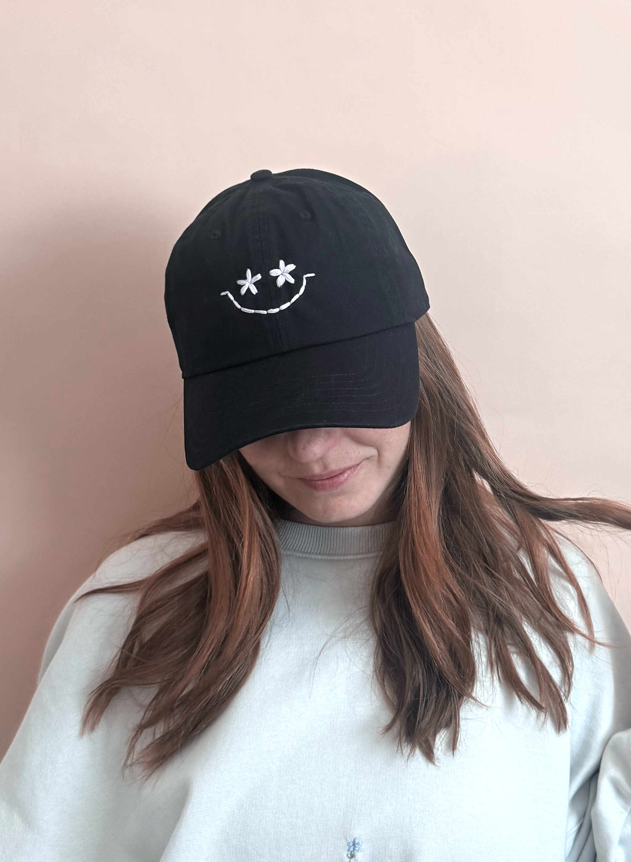Wildflower Smiley Organic Dad Hat - Black