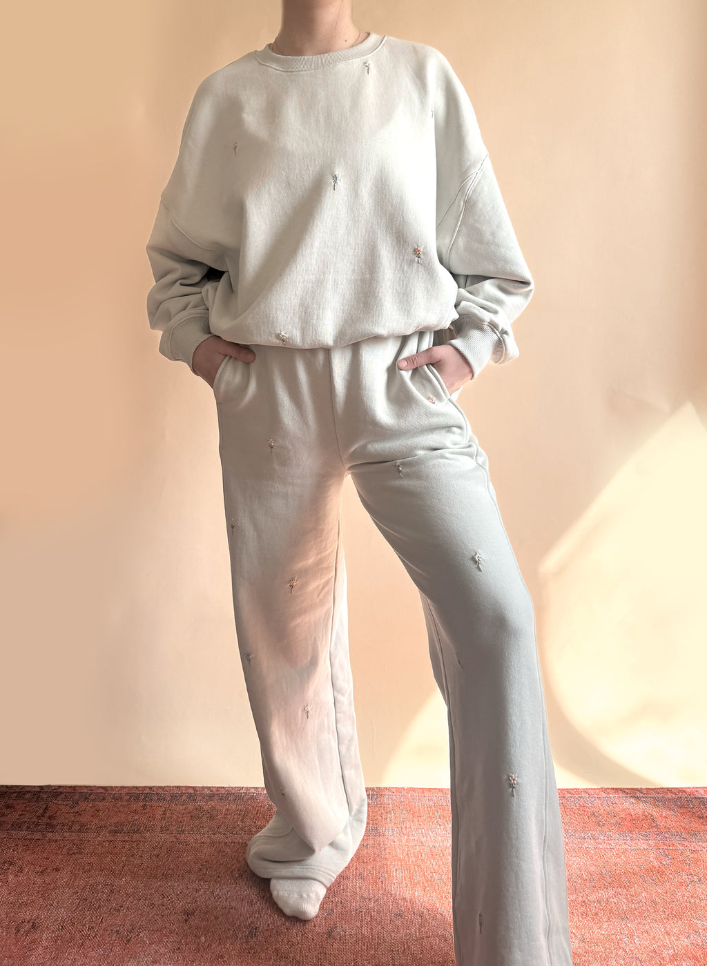 Organic Wide Leg Pants - Mist