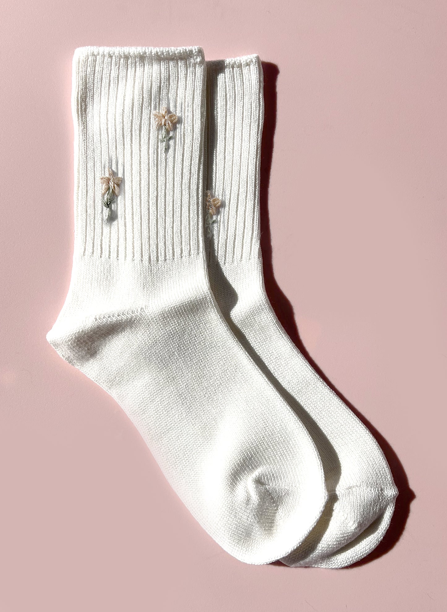 Organic Multi Flower Socks - White