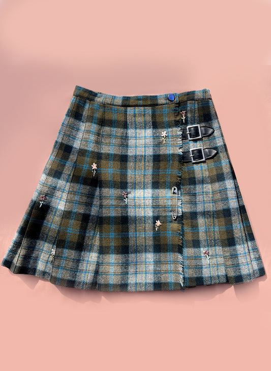 1960s Plaid Pleated Skirt