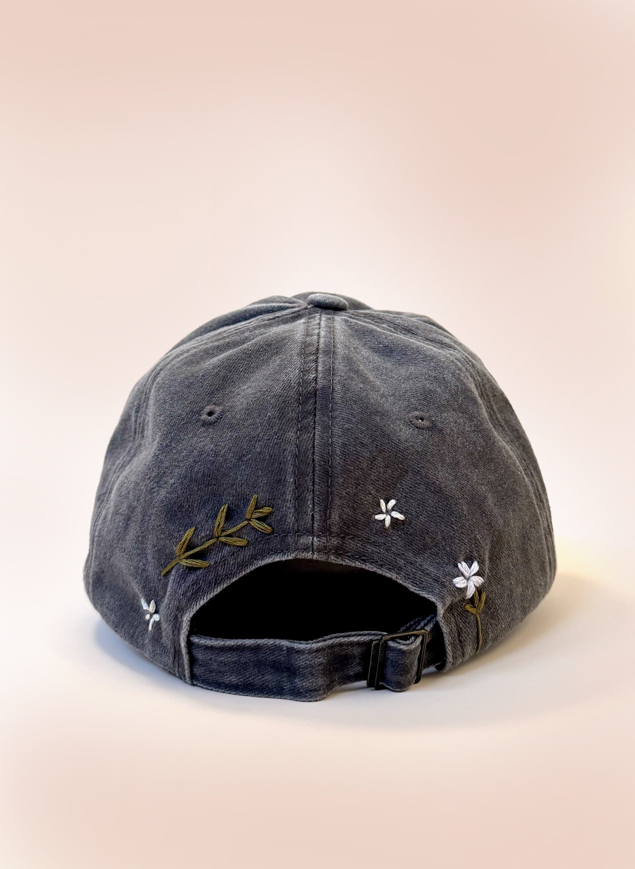 Wildflower Sprig Dad Hat - Washed Charcoal