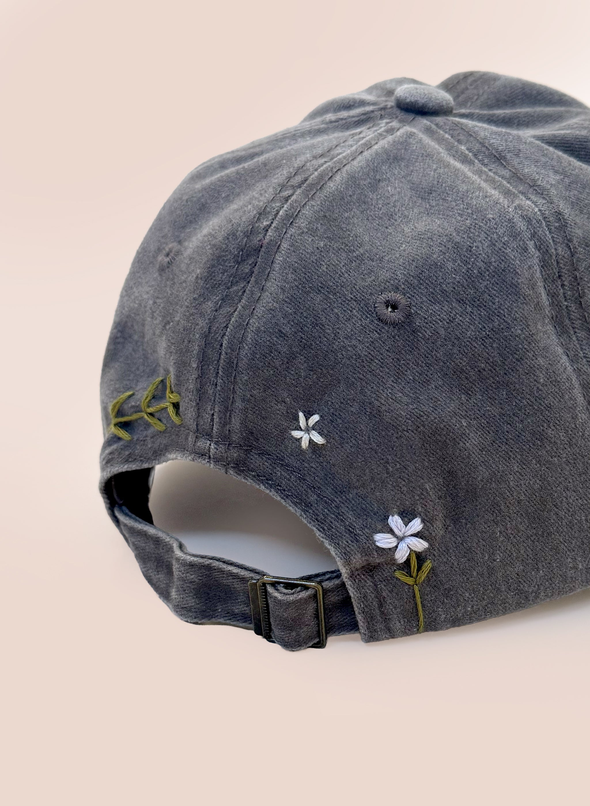Wildflower Sprig Dad Hat - Washed Charcoal