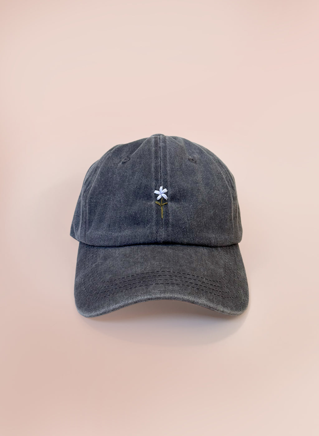 Wildflower Sprig Dad Hat - Washed Charcoal