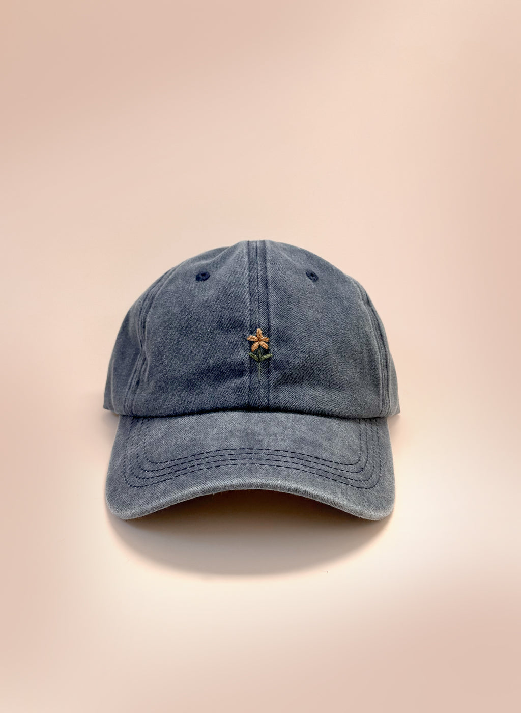 Wildflower Sprig Dad Hat - Washed Navy