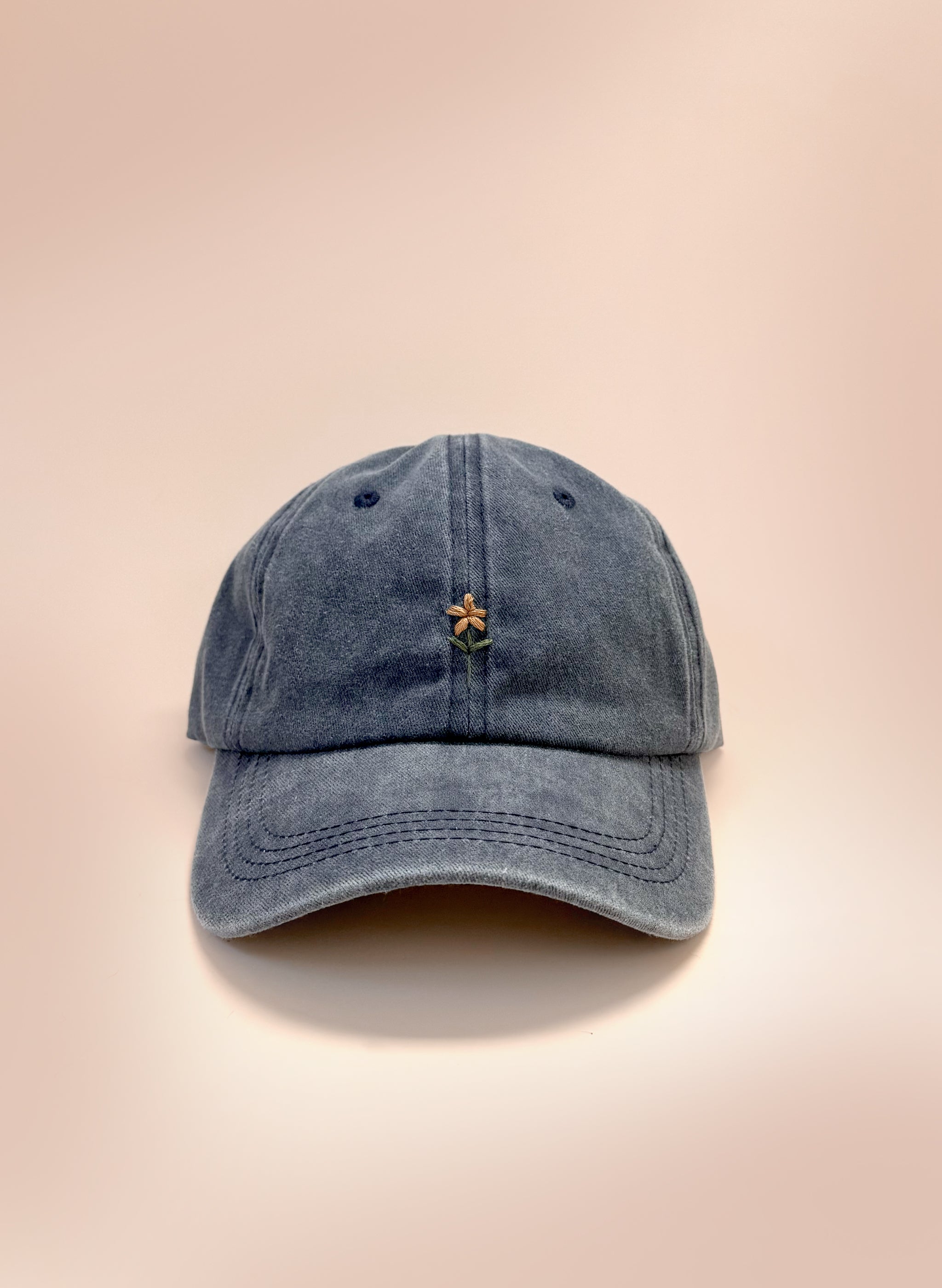 Wildflower Sprig Dad Hat - Washed Navy