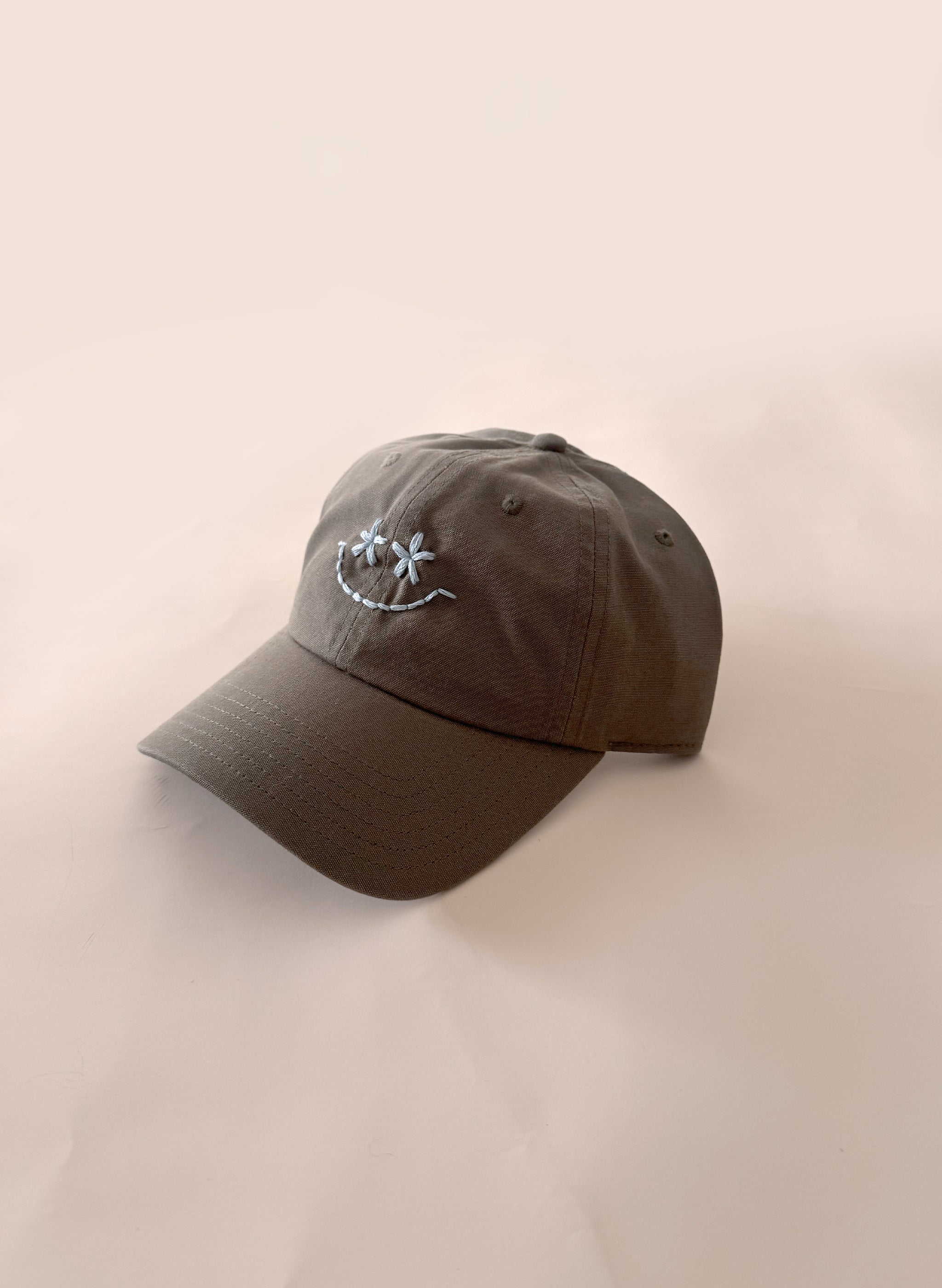 Wildflower Smiley Organic Dad Hat - Olive