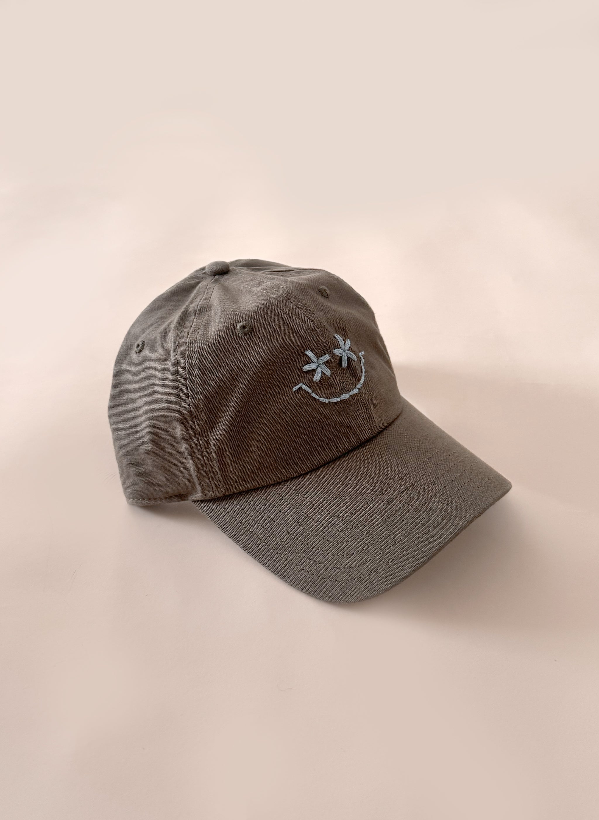 Wildflower Smiley Organic Dad Hat - Olive