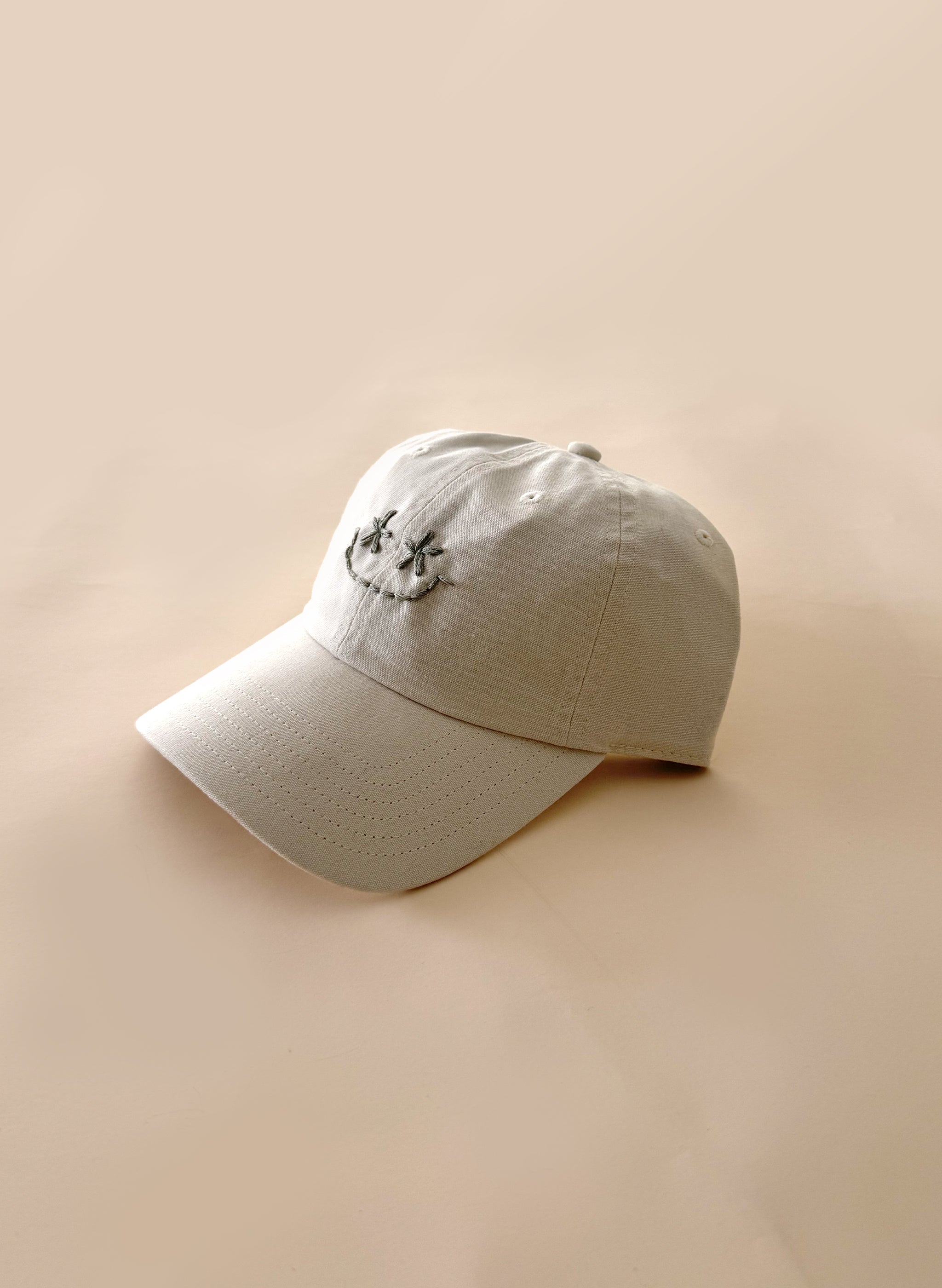 Wildflower Smiley Organic Dad Hat - Stone