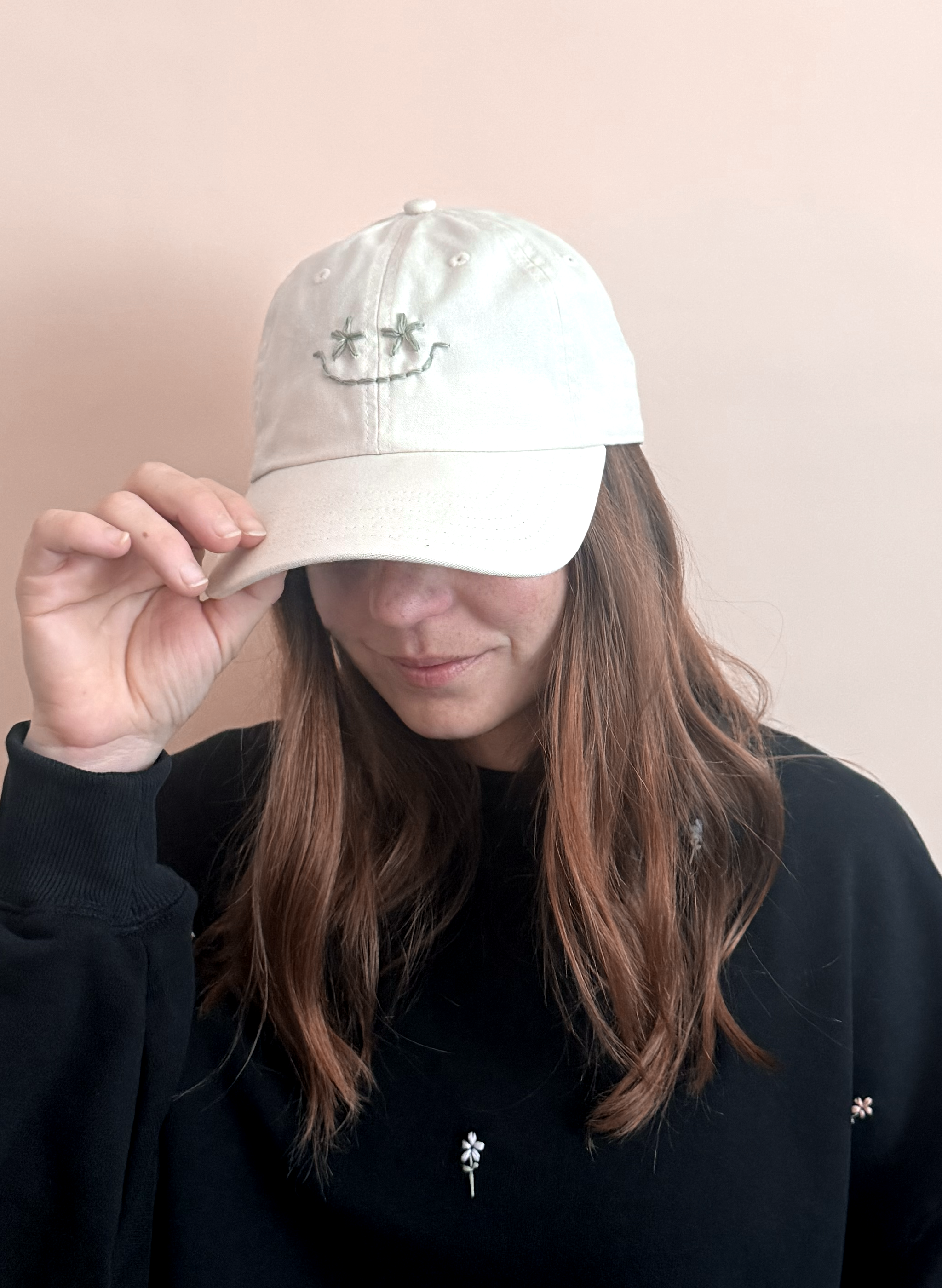 Wildflower Smiley Organic Dad Hat - Stone