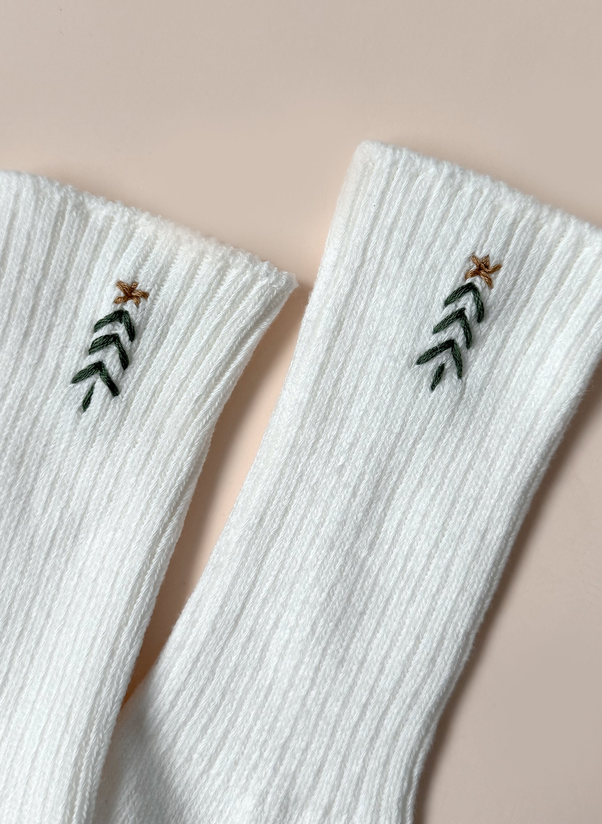Holiday Tree Organic Socks - White