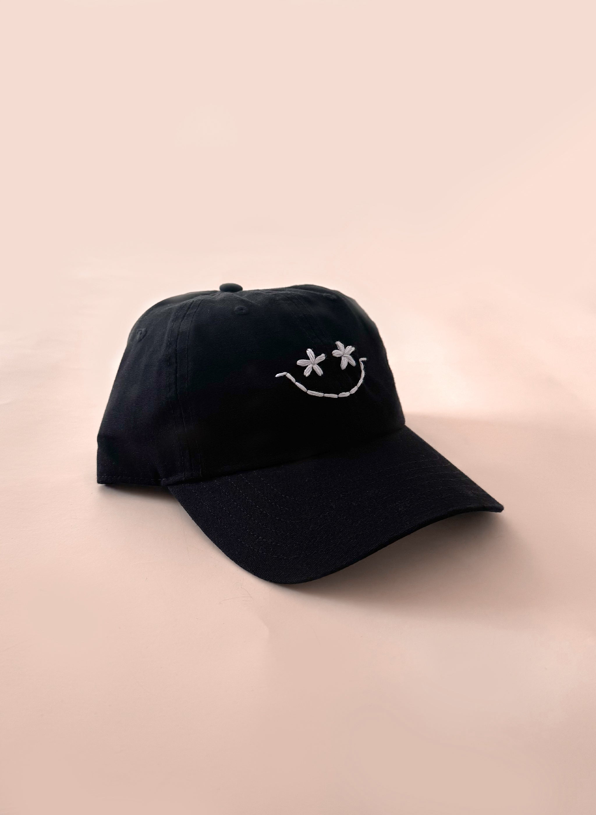 Wildflower Smiley Organic Dad Hat - Black