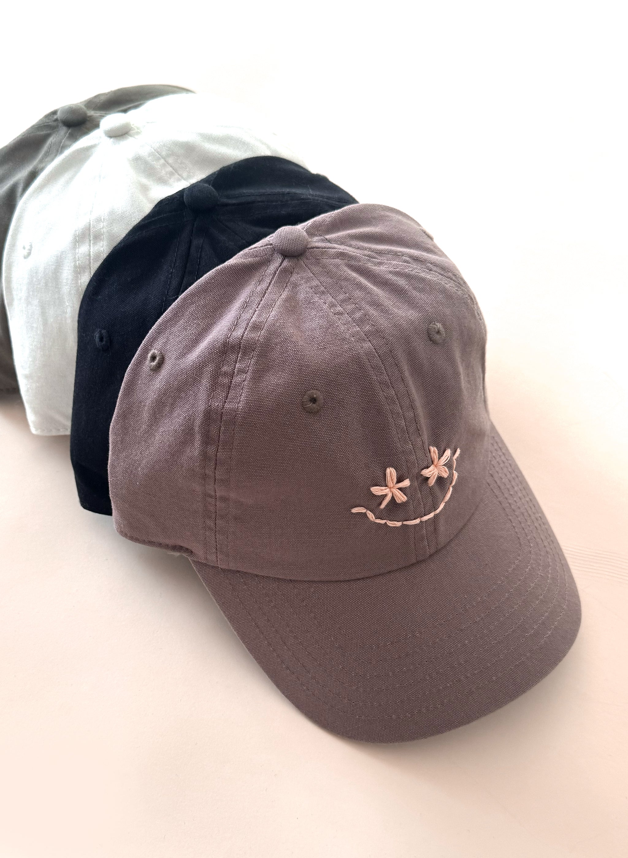 Wildflower Smiley Organic Dad Hat - Sepia