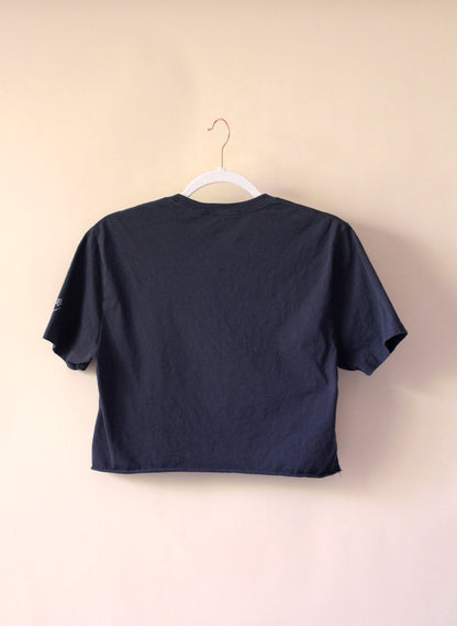 Organic Cropped Flower Tee - Charcoal