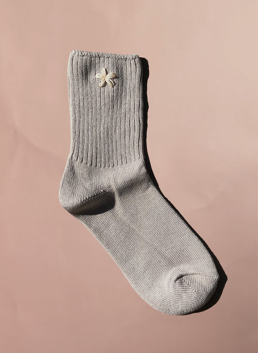 Organic Flower Socks - Beige